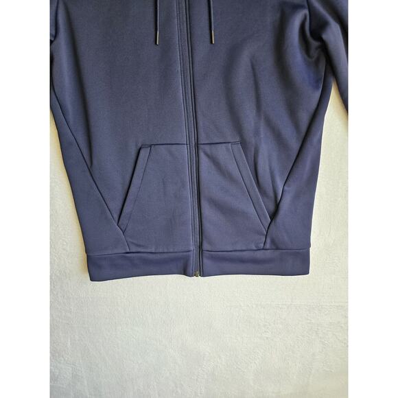 Under Armour Blue High Neck Full Zip Up Hoodie Small Logo Mens Sz Small. - Picture 3 of 16